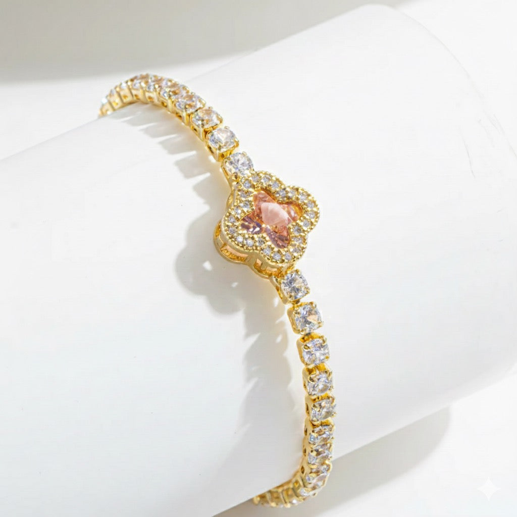Pink clover bracelet