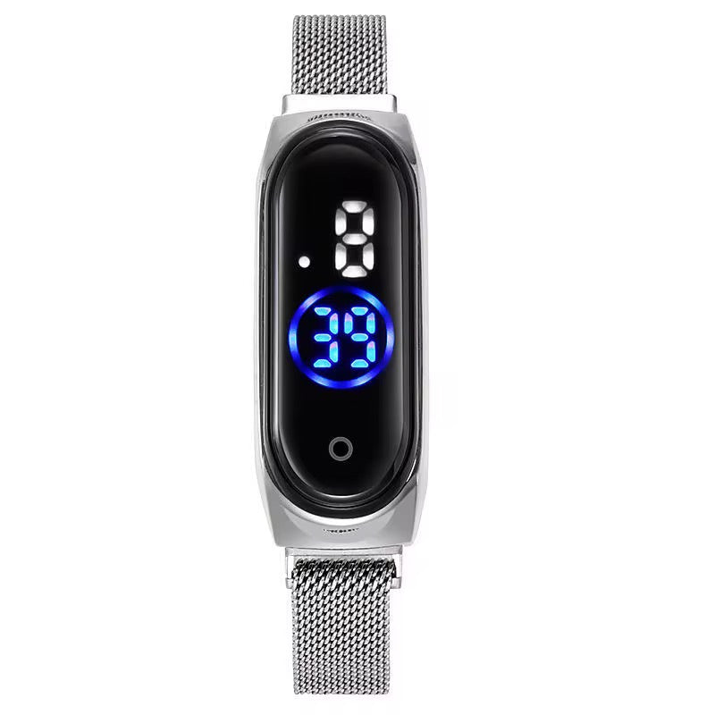 LED wrist watch silver